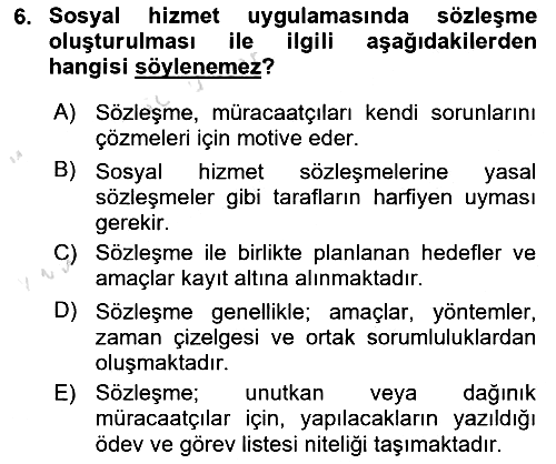 Bireylerle Sosyal Hizmet 2021-2022 Ara Sınav - 6. soru