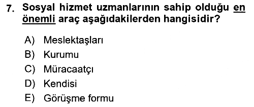 Bireylerle Sosyal Hizmet 2021-2022 Ara Sınav - 7. soru