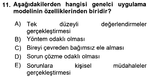 Bireylerle Sosyal Hizmet 2021-2022 Ara Sınav - 11. soru