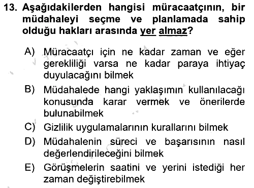 Bireylerle Sosyal Hizmet 2021-2022 Ara Sınav - 13. soru