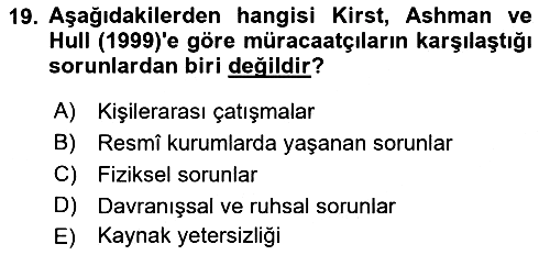 Bireylerle Sosyal Hizmet 2021-2022 Ara Sınav - 19. soru