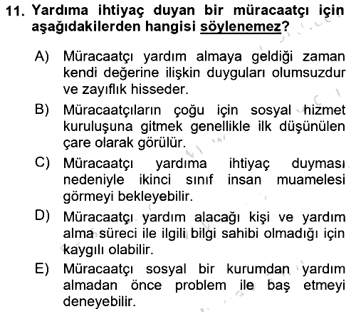 Bireylerle Sosyal Hizmet 2024-2025 Ara Sınav - 11. soru