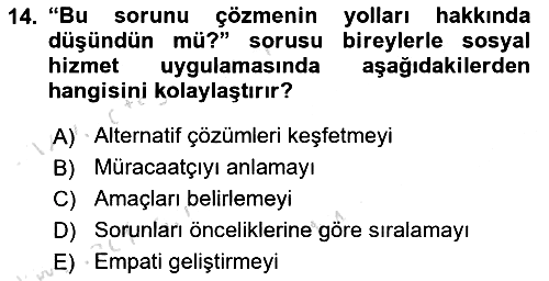 Bireylerle Sosyal Hizmet 2024-2025 Ara Sınav - 14. soru