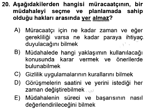 Bireylerle Sosyal Hizmet 2024-2025 Ara Sınav - 20. soru