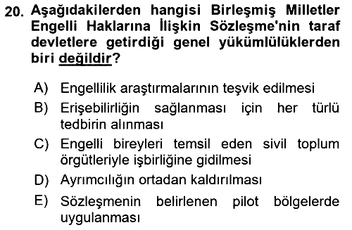 Engellilerle Sosyal Hizmet 2017-2018 Ara Sınav - 20. soru