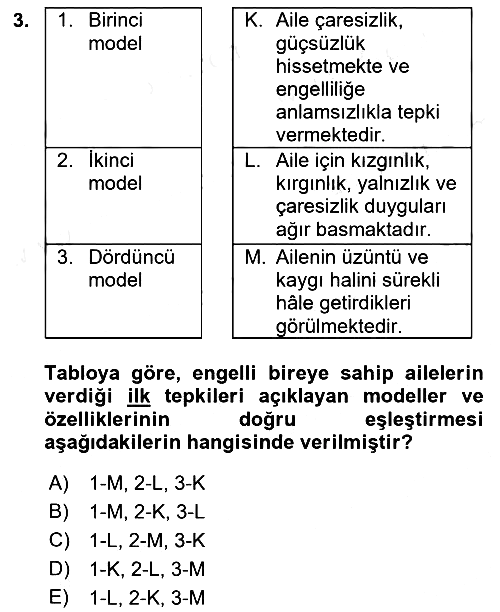 Engellilerle Sosyal Hizmet 2018-2019 Ara Sınav - 3. soru