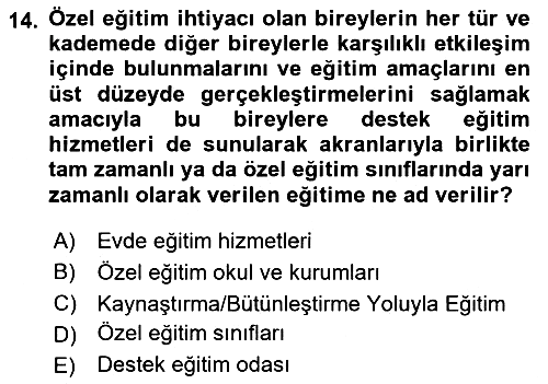 Engellilerle Sosyal Hizmet 2018-2019 Ara Sınav - 14. soru