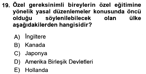 Engellilerle Sosyal Hizmet 2018-2019 Ara Sınav - 19. soru
