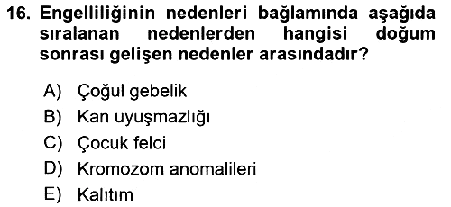 Engellilerle Sosyal Hizmet 2020-2021 Yaz Okulu Sınavı - 16. soru