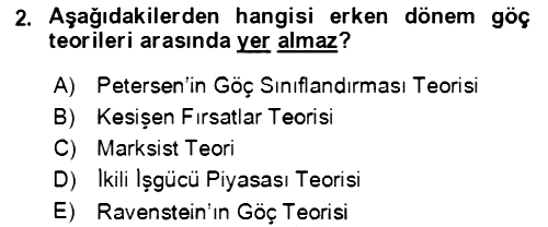 Göç Ve Göçmen Sorunları 2018-2019 Ara Sınav - 2. soru