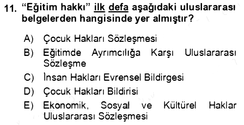 Göç Ve Göçmen Sorunları 2018-2019 Ara Sınav - 11. soru