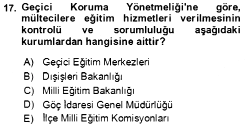 Göç Ve Göçmen Sorunları 2023-2024 Ara Sınav - 17. soru