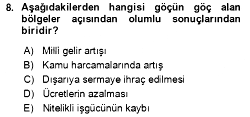 Göç Ve Göçmen Sorunları 2022-2023 Dönem Sonu Sınavı - 8. soru