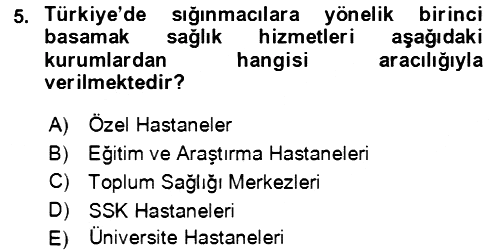 Göç Ve Göçmen Sorunları 2023-2024 Dönem Sonu Sınavı - 5. soru