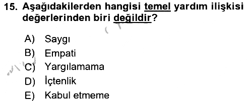 Görüşme Teknikleri 2016-2017 Ara Sınav - 15. soru