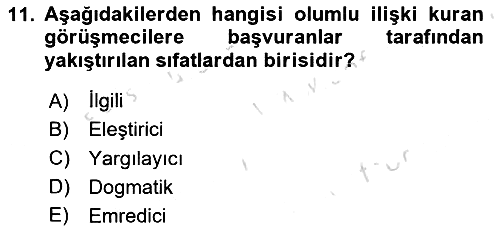 Görüşme Teknikleri 2023-2024 Dönem Sonu Sınavı - 11. soru