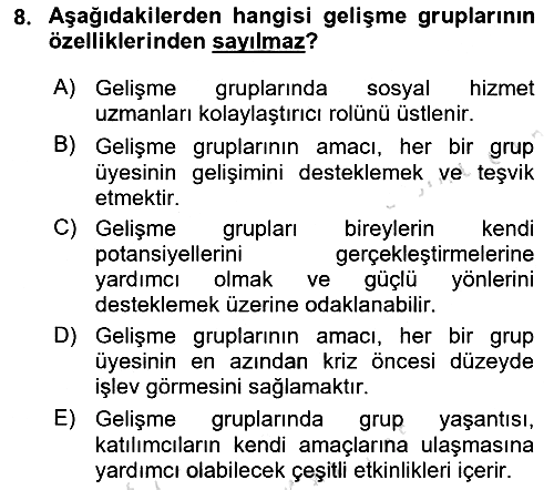 Gruplarla Sosyal Hizmet 2021-2022 Ara Sınav - 8. soru