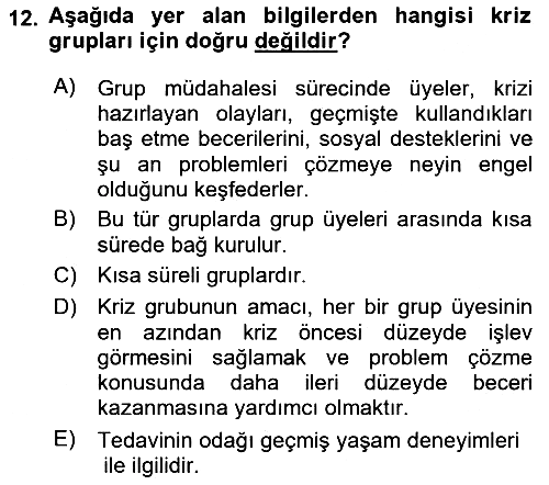 Gruplarla Sosyal Hizmet 2021-2022 Ara Sınav - 12. soru