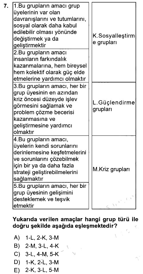 Gruplarla Sosyal Hizmet 2022-2023 Ara Sınav - 7. soru