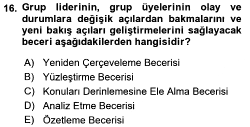 Gruplarla Sosyal Hizmet 2022-2023 Ara Sınav - 16. soru