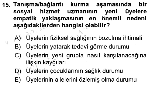 Gruplarla Sosyal Hizmet 2023-2024 Ara Sınav - 15. soru