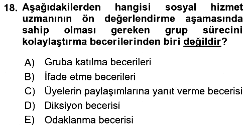 Gruplarla Sosyal Hizmet 2023-2024 Ara Sınav - 18. soru