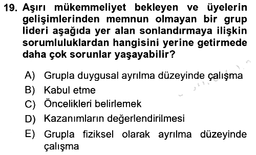 Gruplarla Sosyal Hizmet 2021-2022 Dönem Sonu Sınavı - 19. soru