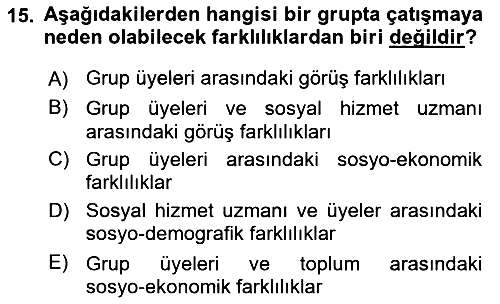 Gruplarla Sosyal Hizmet 2023-2024 Yaz Okulu Sınavı - 15. soru