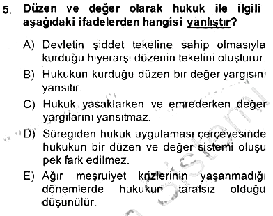 Hukukun Temel Kavramları 2014-2015 Ara Sınav - 5. soru