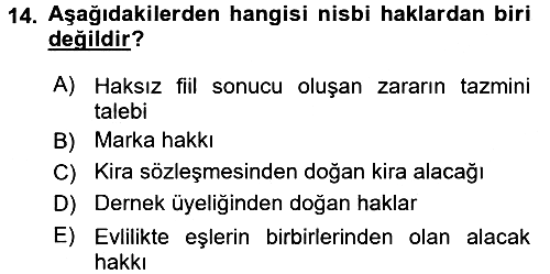 Hukukun Temel Kavramları 2016-2017 Ara Sınav - 14. soru