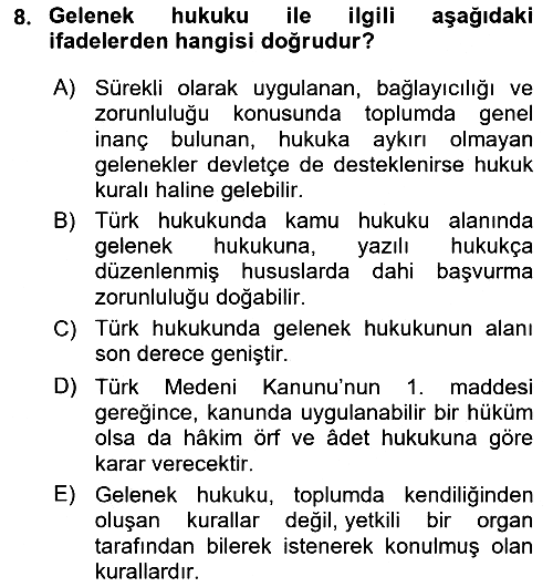 Hukukun Temel Kavramları 2023-2024 Ara Sınav - 8. soru