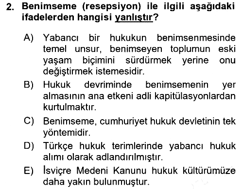 Hukukun Temel Kavramları 2016-2017 Dönem Sonu Sınavı - 2. soru