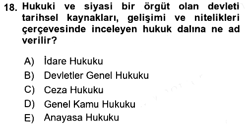 Hukukun Temel Kavramları 2016-2017 Dönem Sonu Sınavı - 18. soru