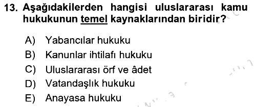 Hukukun Temel Kavramları 2019-2020 Dönem Sonu Sınavı - 13. soru