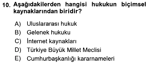 Hukukun Temel Kavramları 2025-2026 Ara Sınav - 10. soru
