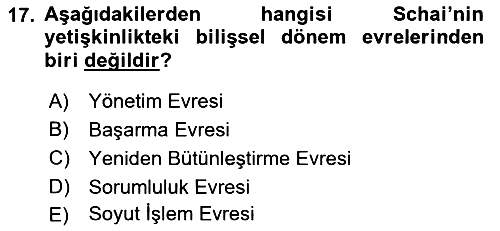 İnsan Davranışı Ve Sosyal Çevre 1 2018-2019 3 Ders Sınavı - 17. soru