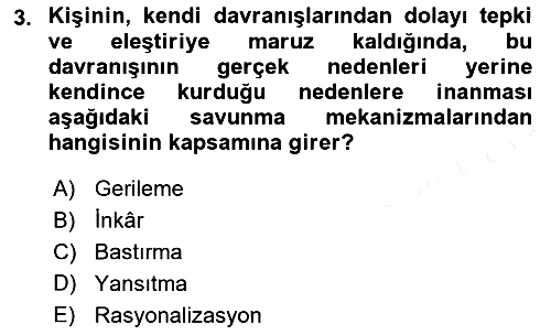 İnsan Davranışı Ve Sosyal Çevre 1 2018-2019 Ara Sınav - 3. soru