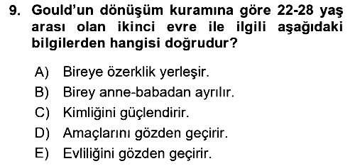 İnsan Davranışı Ve Sosyal Çevre 1 2019-2020 Dönem Sonu Sınavı - 9. soru