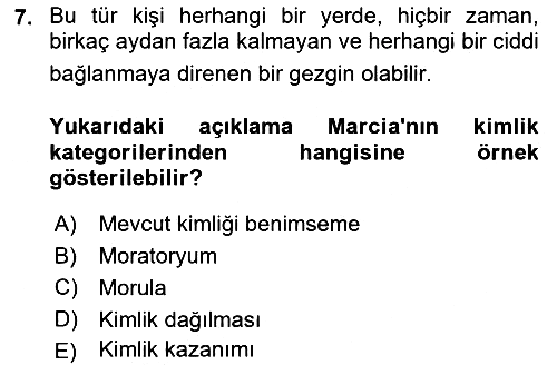 İnsan Davranışı Ve Sosyal Çevre 1 2023-2024 Dönem Sonu Sınavı - 7. soru