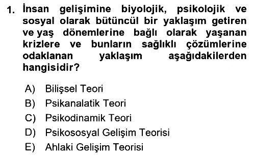 İnsan Davranışı Ve Sosyal Çevre 1 2022-2023 Yaz Okulu Sınavı - 1. soru