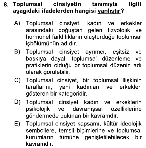 İnsan Davranışı Ve Sosyal Çevre 2 2021-2022 Yaz Okulu Sınavı - 8. soru