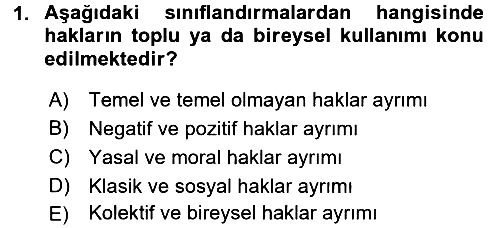 İnsan Hakları Ve Kamu Özgürlükleri 2016-2017 Ara Sınav - 1. soru