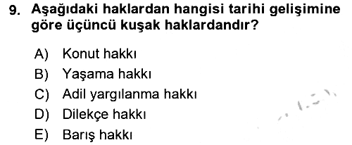 İnsan Hakları Ve Kamu Özgürlükleri 2016-2017 Ara Sınav - 9. soru