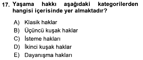 İnsan Hakları Ve Kamu Özgürlükleri 2023-2024 Dönem Sonu Sınavı - 17. soru
