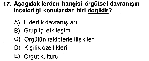 Psikoloji 2013-2014 Dönem Sonu Sınavı - 17. soru