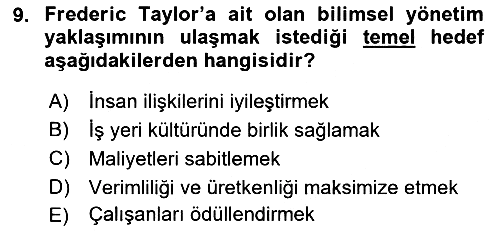 Psikoloji 2019-2020 Dönem Sonu Sınavı - 9. soru