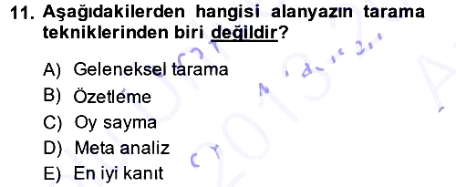 Sosyal Bilimlerde Araştırma Yöntemleri 2013-2014 Ara Sınav - 11. soru