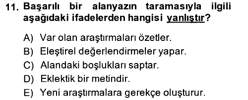 Sosyal Bilimlerde Araştırma Yöntemleri 2014-2015 Ara Sınav - 11. soru