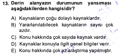 Sosyal Bilimlerde Araştırma Yöntemleri 2014-2015 Ara Sınav - 13. soru