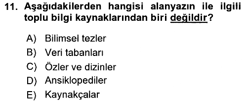 Sosyal Bilimlerde Araştırma Yöntemleri 2015-2016 Ara Sınav - 11. soru